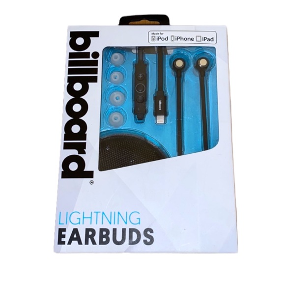 Headphones - Black Earbuds NWT Billboard - Made for iPod iPhone iPad - Picture 4 of 4